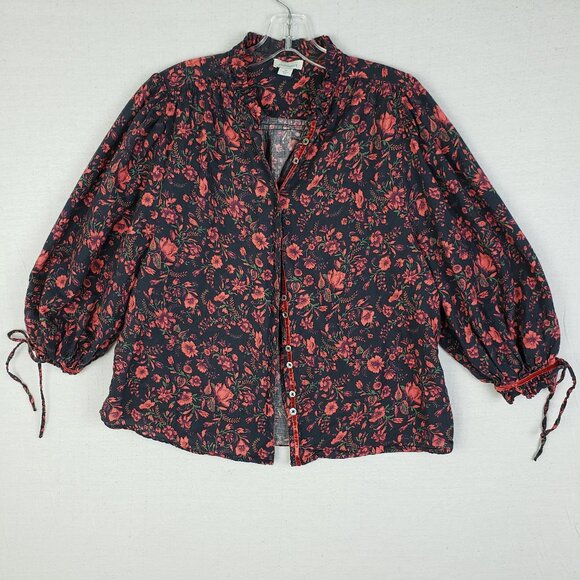 Sundance Floral Blouse in Black and Red - Picture 2 of 12